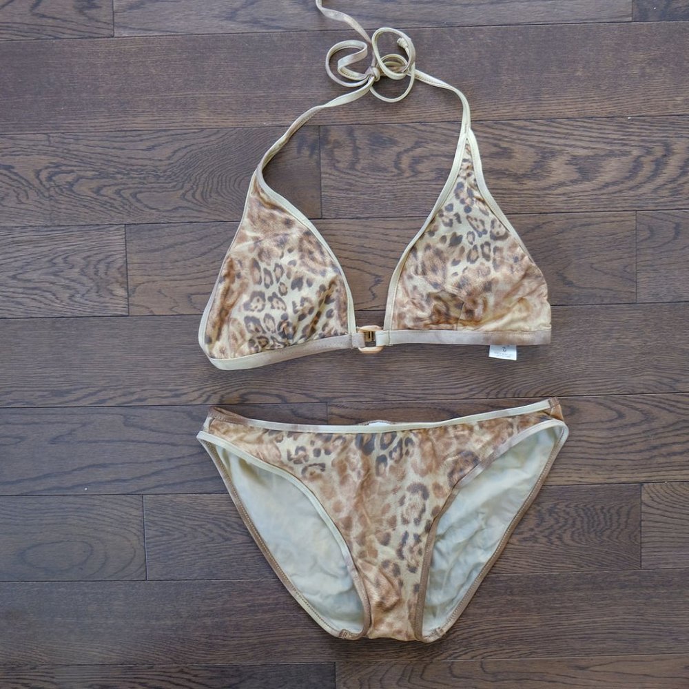 W Swim Tan Gold Leopard 2 piece bikini